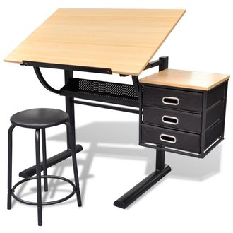 vidaXL Vidaxl - Escritorio Inclinable Con Tablero De Dibujo Y Taburete Mesa De Dibujo