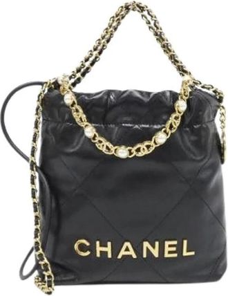 Chanel Pre-owned 22 Calf Shoulder Bag - Dames - Vintage Tas - Zwart - ONE Size - Leer - Vintage