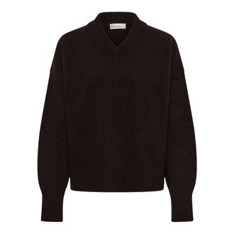 MY ESSENTIAL WARDROBE V-hals gebreid - Dames - Truien - Bruin - Maat: Xs/S
