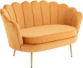 Pascal Morabito Sof&aacute; de 2 plazas de terciopelo amarillo mostaza DANDELION de Pascal Morabito