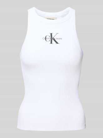 Calvin Klein Jeans Tanktop mit Label-Stitching und Rundhalsausschnitt in Weiss, Gr&ouml;&szlig;e S