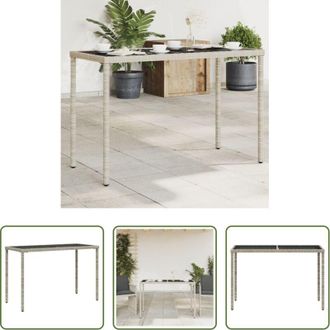 vidaXL vidaXL Rattan PE - Tavolo Giardino Piano Vetro Grigio Chiaro 115x54x74 Polyrattan