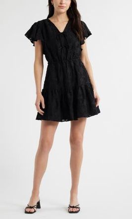 Caslon Tonal Floral Jacquard Dress in Black at Nordstrom Rack, Size X-Large