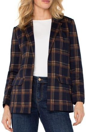 Liverpool L.A. Boyfriend Plaid Blazer in Navy/Toffee Oversized Plaid at Nordstrom Rack, Size X-Large