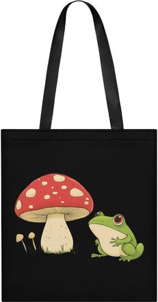 Generic Cute Frog And Mushroom Womens Tote Casual Shopping Bag Lightweight Shoulder Bags Hobos Handbag for Work Travel Daily 35x40cm