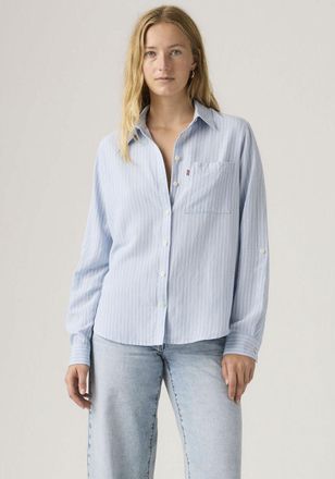 Levi's Hemdbluse LEVIS, Damen, Gr. XL (42), cannita stripe kentucky blau, Web, Obermaterial: 50% Viskose, 40% Baumwolle, 10% Leinen, unifarben, regular fit n