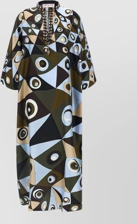 Pucci occhi loose caftan dress beaded neckline