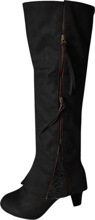 Generic Knee High Boots Women Chunky Block Heel Boot Grip Sole Autumn Winter Cowboy Platform Shoes Patchwork Vintage Booties Ladies Waterproof Trainers Slip-O