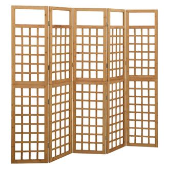 Berkfield Home 5-Panel Room Divider/Trellis Solid Fir Wood 201.5x180 cm in Brown