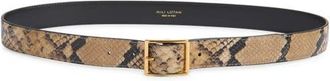 Nili Lotan Gabriele Snakeskin-Embossed Leather Belt in Taupe Snakeskin W/Gold Buckle at Nordstrom, Size 80