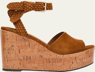 Jimmy Choo London 100mm Jori Suede Platform Wedge Sandals