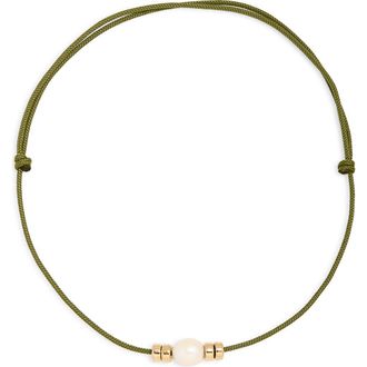 Zo&euml; Chicco Baroque Cultured Pearl Paracord Necklace in 14K Yellow Gold /White Pearl at Nordstrom, Size 26