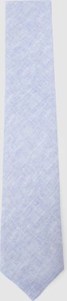 Reiss Soft Blue Linen Woven Tie