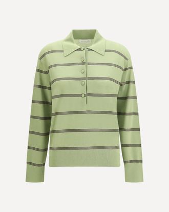 Dries Van Noten Maglione polo a righe in lana merino Woman M