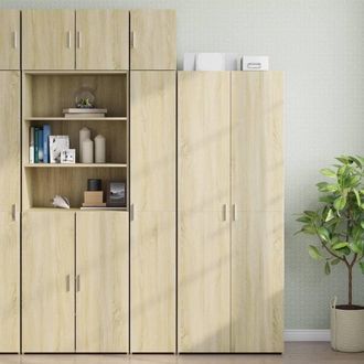Berkfield Home Slim Storage Cabinet Sonoma Oak 30x42.5x225 cm Engineered Wood in Light Brown