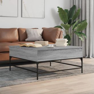 vidaXL Mesa De Centro Madera Ingenier&iacute;a Metal Gris Sonoma 95x95x45 Cm Vidaxl