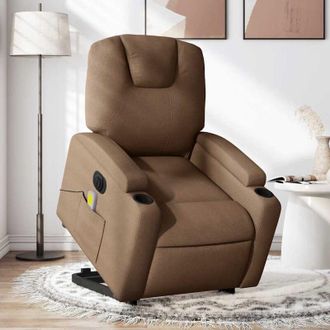 vidaXL Vidaxl - Sill&oacute;n De Masaje El&eacute;ctrico Reclinable Elevable Tela Marr&oacute;n