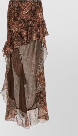 Andamane camelia skirt asymmetric hem paisley ruffle