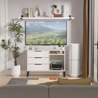 Lewis's Fluted 3 Drawer TV Unit in Kashmir Matt - Ready Assembled - Lewiss Home | TJ Hughes