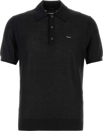 Prada Black Shirt Collar Polo
