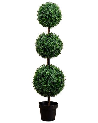Nearly Natural 4Ft Artificial Triple Ball Boxwood Topiary Tree (Indoor/Outdoor)