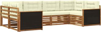 vidaXL Conjunto De Sof&aacute;s De Exterior 6 Uds. Natural Y Crema Vidaxl