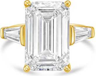 Diana M. Jewels 18kt Yellow Gold 10.00 ct tw Emerald Cut with two Long Baguettes on the side Engagement Ring (Single Claw)