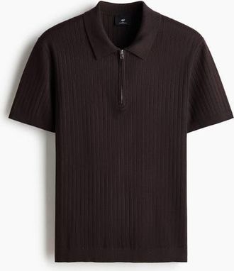 H&M Slim Fit Polo Shirt in Dark Brown at Nordstrom, Size Xx-Large
