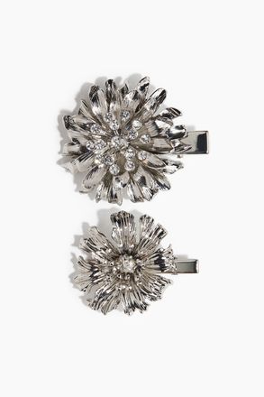 H&M 2er-Pack Blumen-Haarspangen - Silber