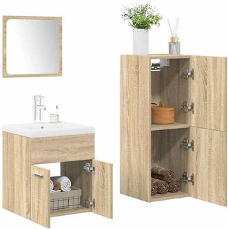 vidaXL Juego De Muebles De Ba&ntilde;o 4 Pzas Contrachapada Roble Sonoma Vidaxl