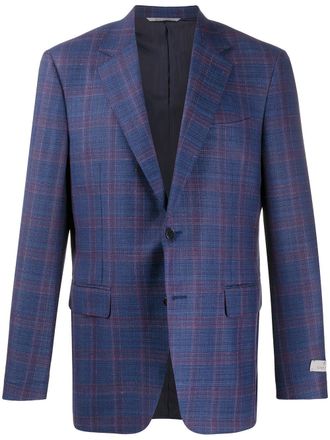 Canali single-breasted plaid blazer - Blue