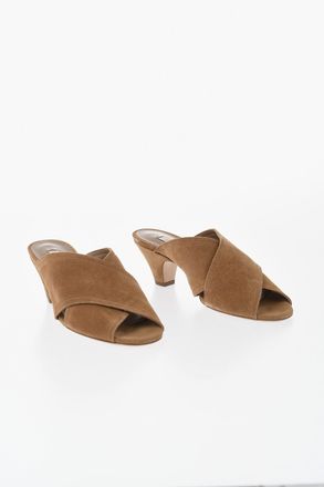 Casadei Suede Mules HONEY with 6.5 cm Heel Casadei