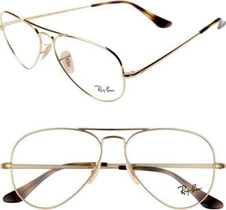 Ray-Ban 55mm Aviator Optical Glasses in Gold/Clear at Nordstrom