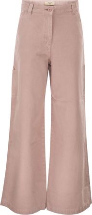 Max Mara Weekend Maxmara Wkdskipper broek met wijde pijpen van katoenen canvas