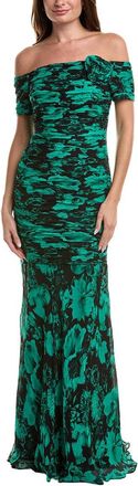 Teri Jon by Rickie Freeman Teri Jon By Rickie Freeman Printed Silk Maxi Dress
