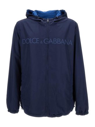Dolce & Gabbana Blue Reversible Jacket In Polyester Man