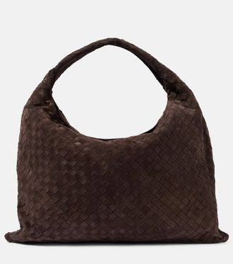 Bottega Veneta Hop Intrecciato Large suede shoulder bag