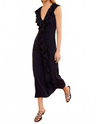 Ulla Johnson Chiara Ruffle Midi Dress In Midnight