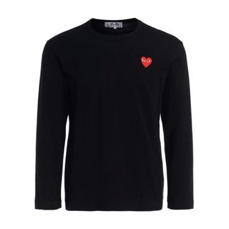 Comme Des Gar&ccedil;ons Long Sleeve T-Shirts, male, Black, L, Long Sleeve T-Shirt with Red Heart