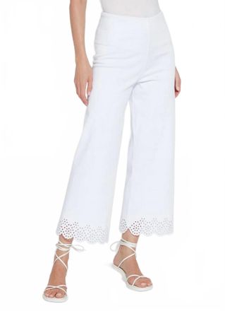 Lyss&eacute; Eyelet Embroidered Wide Leg Crop Pant In White