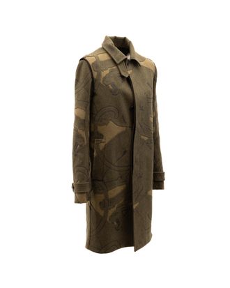 Valentino Garavani Green With Dark Patterns Women Wool Coat Clothing