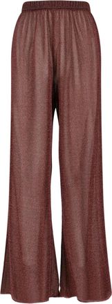 Os&eacute;ree Lumi&egrave;re Trousers In Semi-Transparent Brown Metallic Fabric