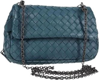 Bottega Veneta Pre-owned Cross Body Bags, female, Blue, Size: ONE SIZE Pre-owned Leather Crossbody Bag