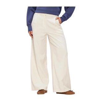 Simple Wijde broek - Dames - Wijde Broeken - Beige - M - Katoen - Broeken