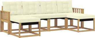 vidaXL Conjunto De Sof&aacute;s De Exterior 6 Uds. Blanco Y Crema Vidaxl