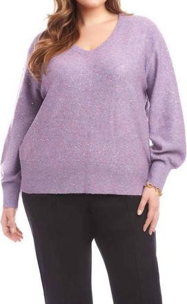 Karen Kane Sequin V-Neck Sweater - Plus In Lavender