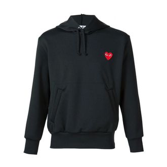 Comme Des Gar&ccedil;ons Hoodies, male, Black, Size: 2XL Emblem Heart Cotton Hoodie