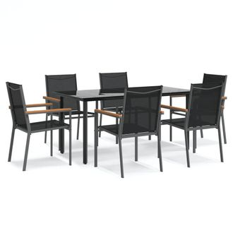 Berkfield Home 7 Piece Garden Dining Set Black Textilene & Steel