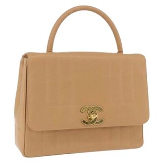Chanel Pre-owned Vintage Hand Bag - Dames - Pre-owned - Beige - Maat: ONE Size Leer