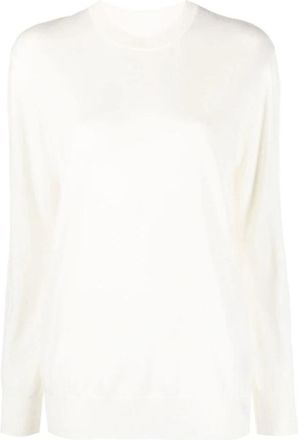 Jil Sander Elegant Beige Wol Trui - Dames - Ronde hals truien - Beige - S - Wol - Truien & Vesten